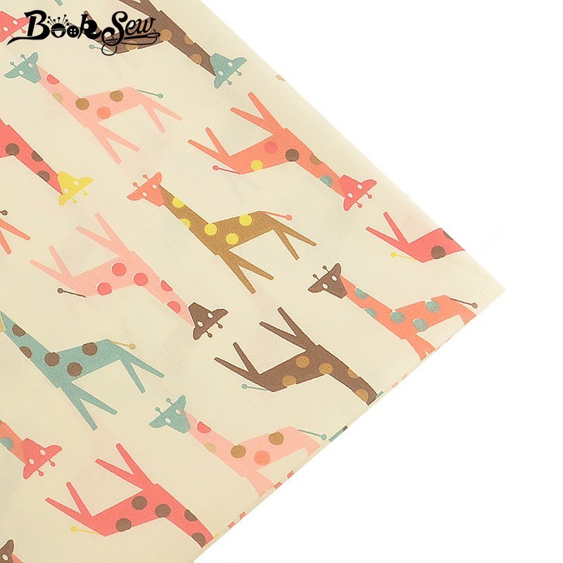 Wholesale-Booksew Giraffe Pattern100% Cotton Fabric Home Telas Fat Quarters DIY Handmade Quilting Bed Sheet Sewing Pillow Patchwork Tissu