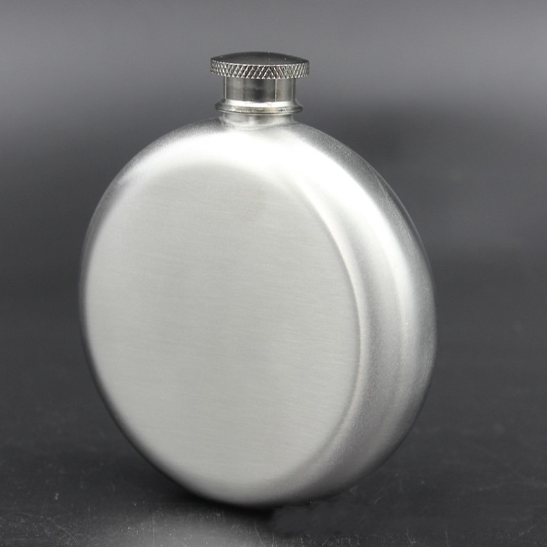 DHL 5oz Stainless Steel Hip Flask Portable Outdoor Flagon Whisky Stoup Wine Pot Alcohol Bottles Mini Round Men Pocket Hip Flasks