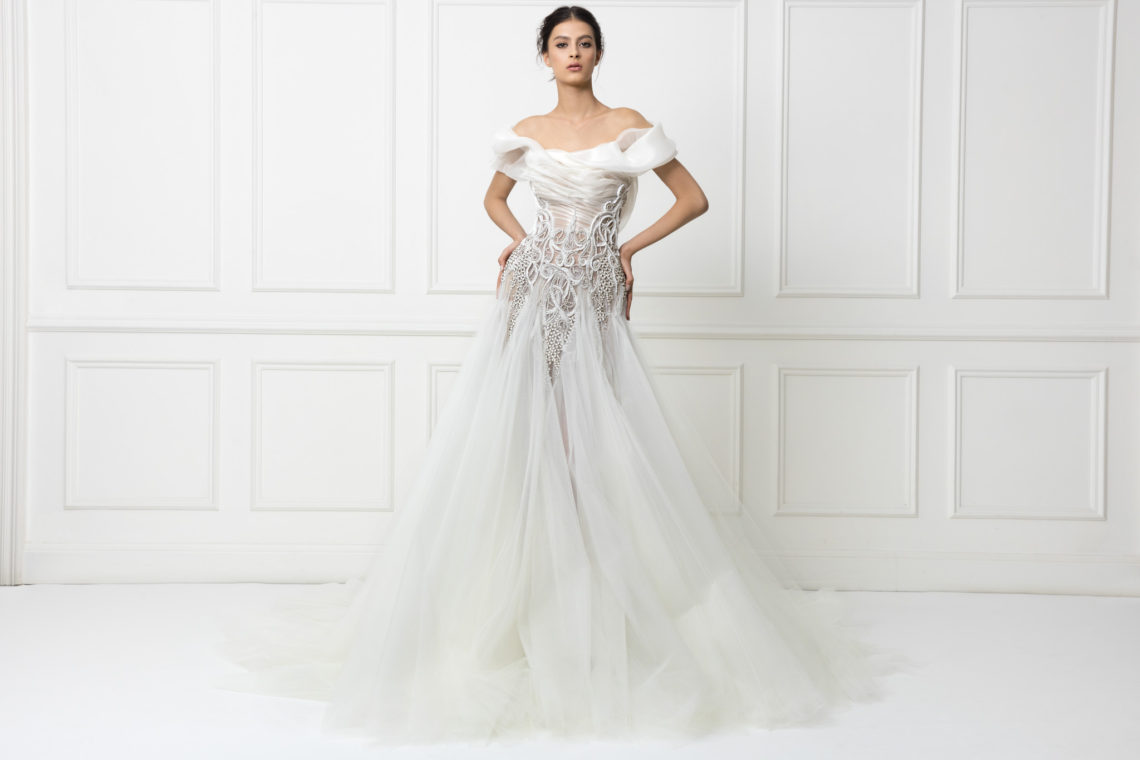 2020 Boho Mermaid Wedding Dresses Off Shoulder Beaded Sleevelss Beach Bridal Gown Sheer Back Ruffle Sweep Train Vestidos De Novia