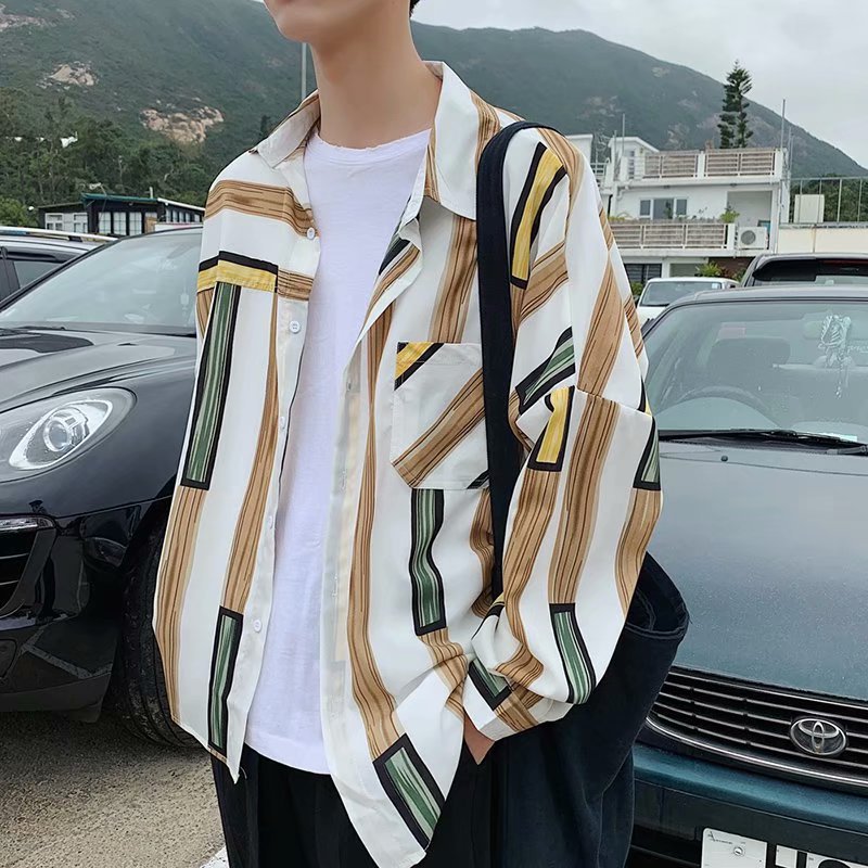 Zogaa 2019 Spring Autumn Men's Striped Shirt Sun Protection Long-sleeved Jacket Korean Style Loose Shirts Men Handsome Shirt, Yellow
Zogaa 2019 Spring Autumn Men's Striped Shirt Sun Protection Long-sleeved Jacket Korean Style Loose Shirts Men Handsome Shirt, Yellow
