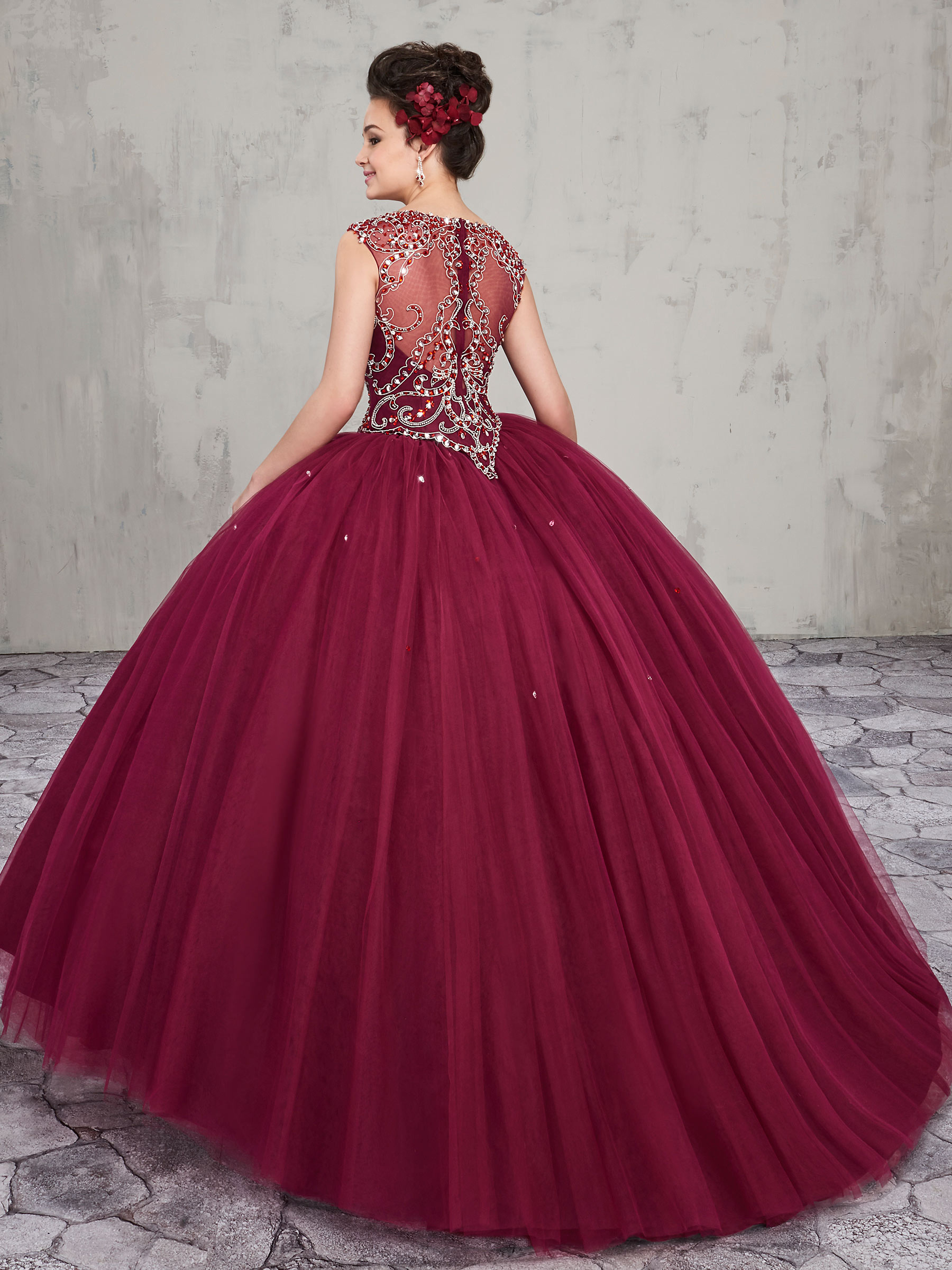 Grace Burgundy Nude Pink V-Neck Beads Quinceanera Dresses Special Occasion Party Dresses Dance Prom Dresses Custom Size 2-18 KF1230366