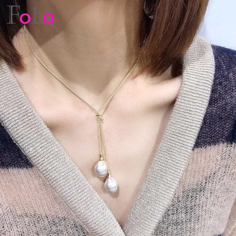 Chains FoLo 2021 Arrival Romance Pendant For The Sweetness Of A Woman With White Baroque Pearls Stainless Steel Love Knot Necklace
Chains FoLo 2021 Arrival Romance Pendant For The Sweetness Of A Woman With White Baroque Pearls Stainless Steel Love Knot Necklace