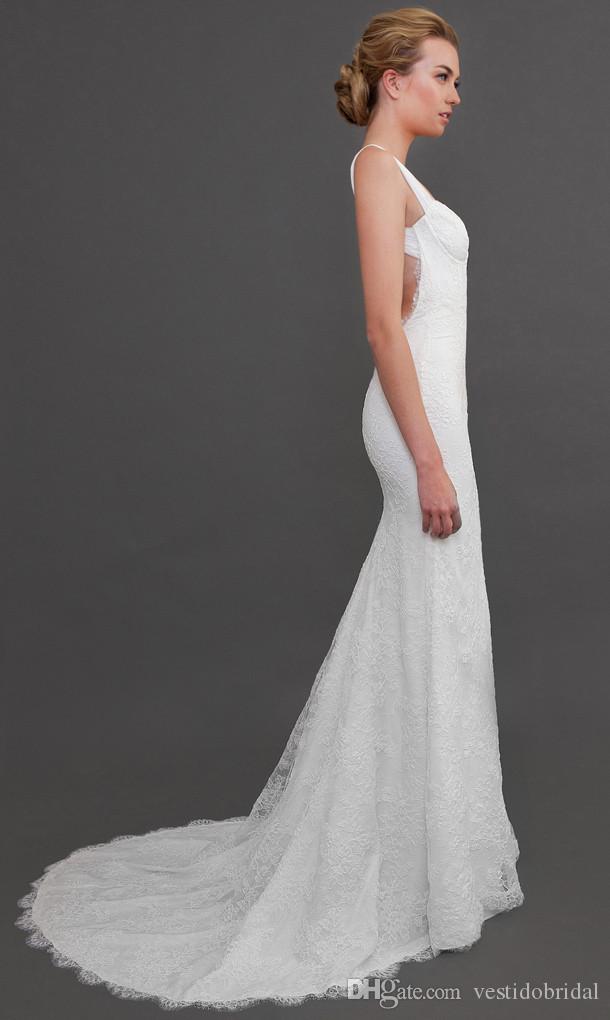 2017 Vintage Katie May Lace Wedding Dresses Spaghetti Strap Sexy Open Back Court Train Spring Summer Beach Garden Sienna Gown Bridal 2016 XP