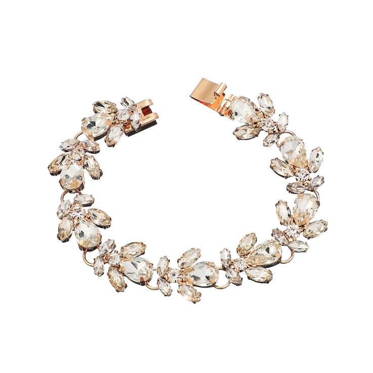 Gold Bridal Bracelets Sparkling Dazzling Rhinestones Beaded Wedding for Bridal The Great Gatsby Bracelets Girls Party Accessories