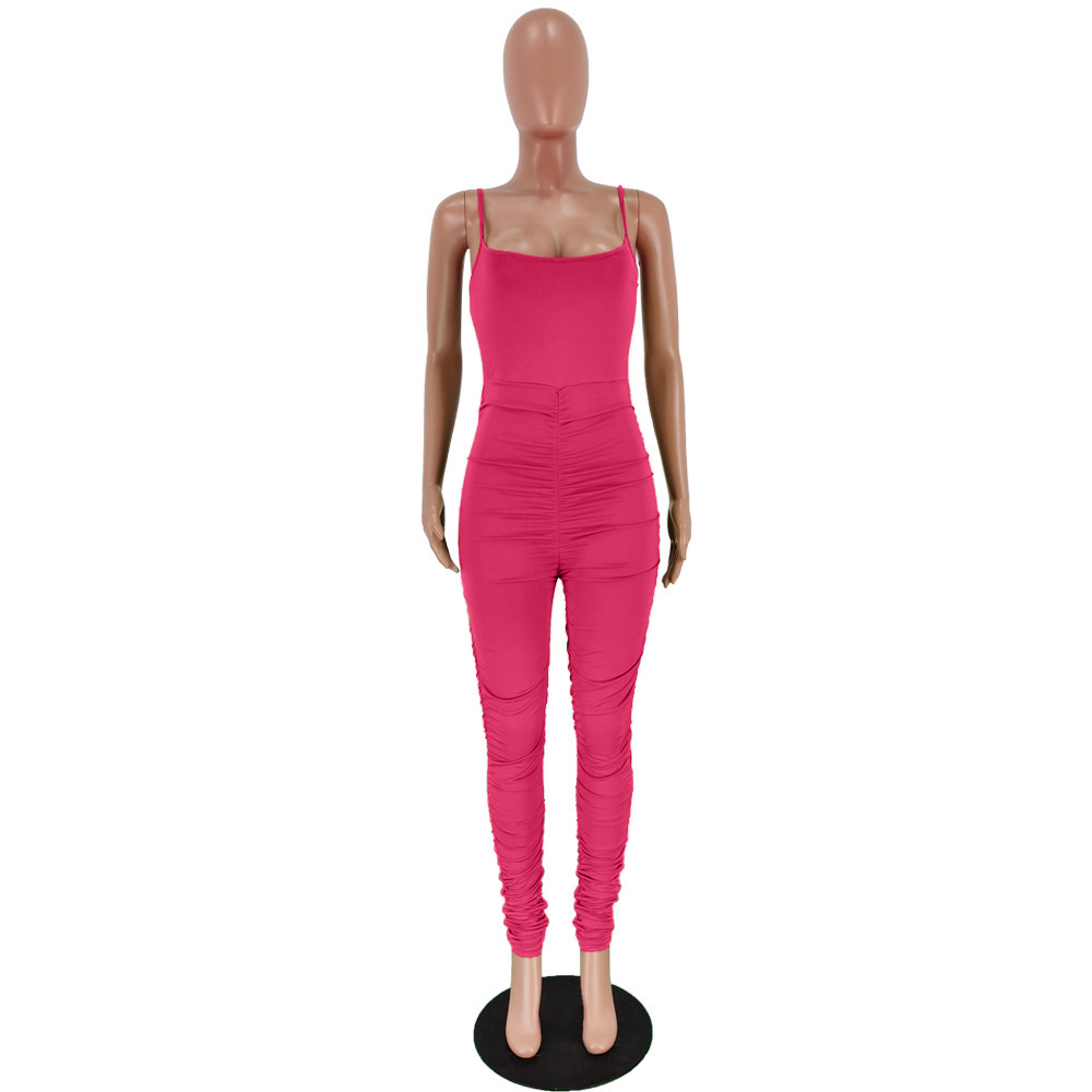 Casual Stacked Leggings Jumpsuit Women Summer 2020 Sexy Sleeveless Lounge wear Bodycon Sport Fitness Body Rompers Women Jumpsuit T200528