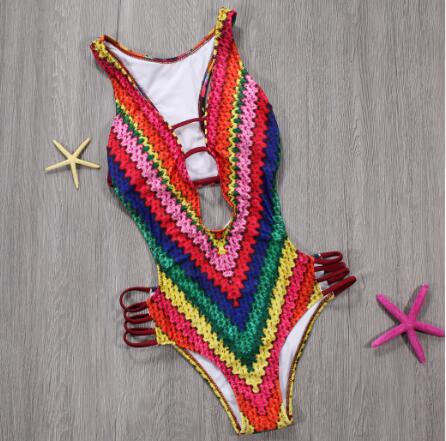 Sexy Bandage One Piece Swimsuit Floral Swimwear Women Backless Monokini Push Up Swim Suits High Cut Trikini Bathing Suit XL