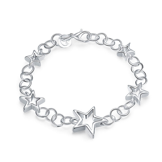 Hot sale best gift 925 silver Five empty stars bracelet DFMCH178,Brand new fashion 925 sterling silver plate Chain link bracelets high grade