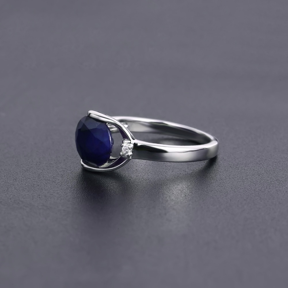 GEM'S BALLET 925 Sterling Silver Engagement Rings 3.24Ct Natural Blue Sapphire Gemstone Ring for Women Fine Jewelry CJ191205