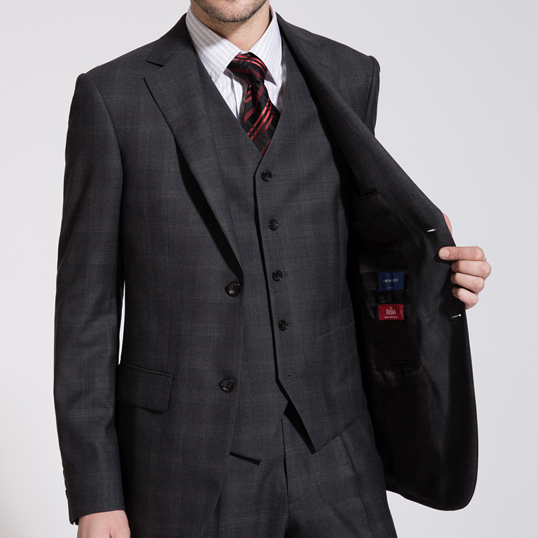 2019 Fashion Men Wedding Tuxedos Plaid Peaked Lapel Groom Wear Best Men Formal 3 Pieces Jacket
