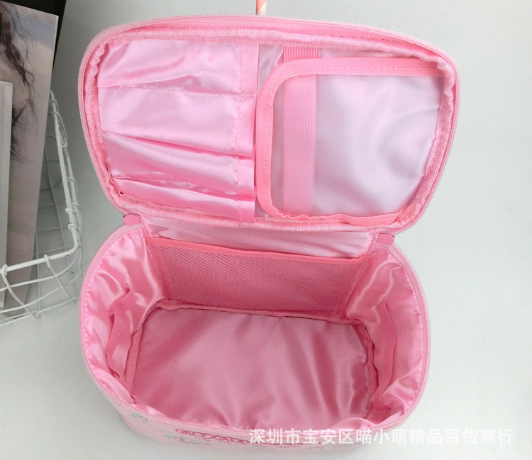 Cartoon My Melody Pink PU Leather Makeup Bag Cosmetic Bags Make Up Box Women Beauty Case Storage Toiletry Bag T200519