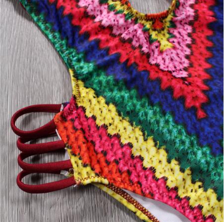 Sexy Bandage One Piece Swimsuit Floral Swimwear Women Backless Monokini Push Up Swim Suits High Cut Trikini Bathing Suit XL