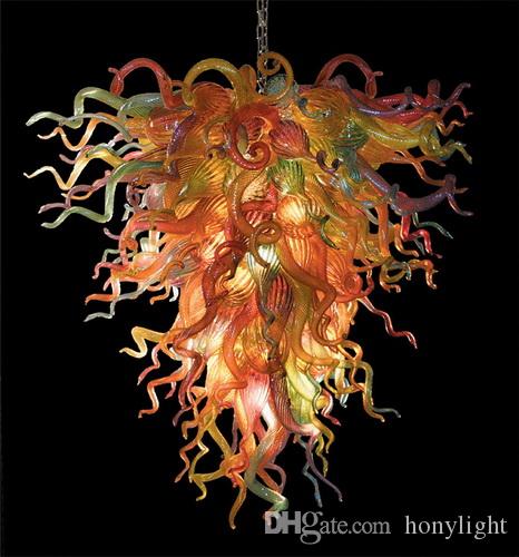 Contemporary Type Colorful LED Blown Glass Modern Chandelier Energy Saving Art Decor Large Church Villa Crystal Chandeliers