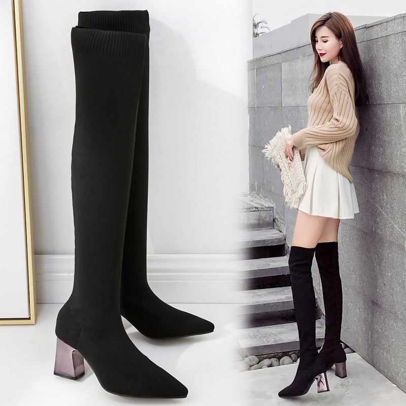 2019 Winter Women Over The Knee Slip-on Square 8cm High Heels Boots Female Long Sock Boots Ladies Winter Shoes, Black
2019 Winter Women Over The Knee Slip-on Square 8cm High Heels Boots Female Long Sock Boots Ladies Winter Shoes, Black