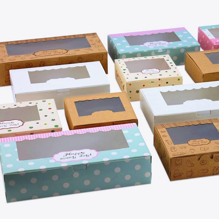 New Arrival Kraft Cookies Boxes with clear Window 20pcs/lot Cake Candy Boxes Favor For Party Guests