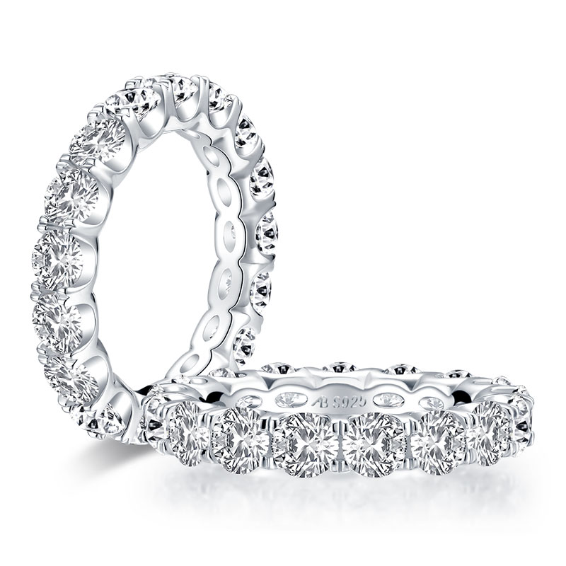 925 Sterling Silver 4mm Round Cut Full Eternity Ring for Women Sona Simulated Diamond Engagement Wedding Band Ring
925 Sterling Silver 4mm Round Cut Full Eternity Ring for Women Sona Simulated Diamond Engagement Wedding Band Ring