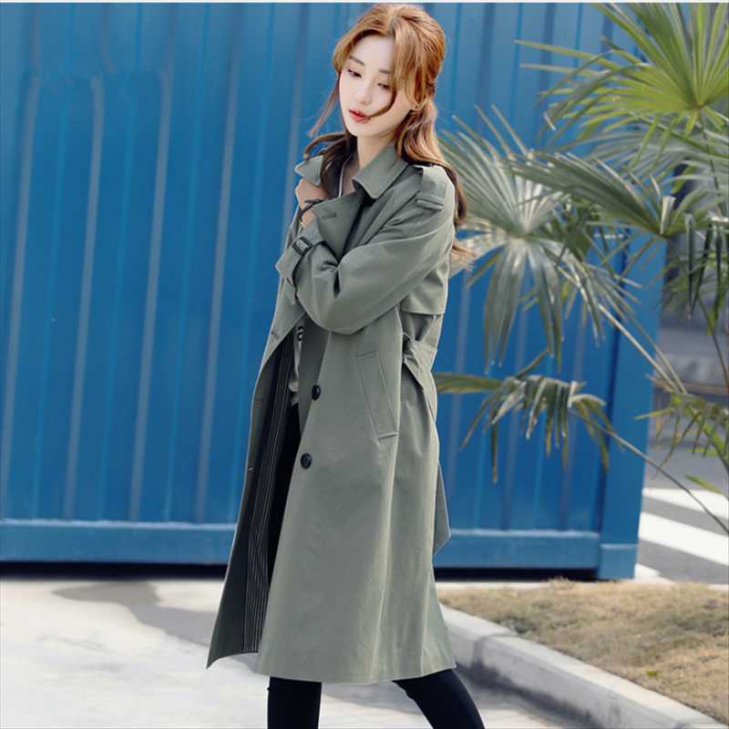 Medium Long Solid Windbreaker Women 2020 New Spring Autumn Long sleeve Casual Double Breasted Trench Coat Women Overcoat H280, Blue
Medium Long Solid Windbreaker Women 2020 New Spring Autumn Long sleeve Casual Double Breasted Trench Coat Women Overcoat H280, Blue