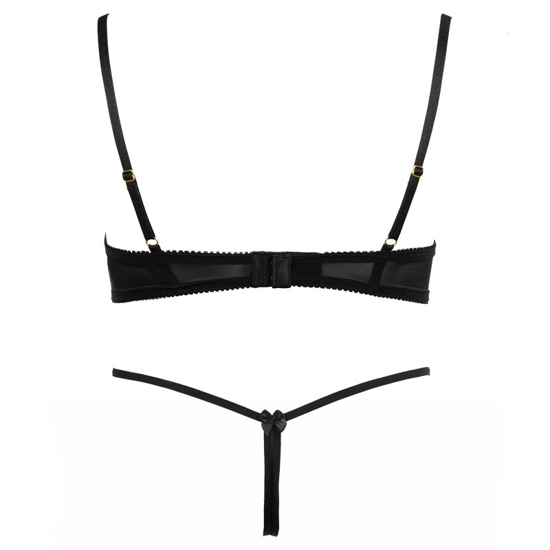 Bras Sets Lingerie Open Chest Crotchless Panties Female Underwear Sexy Lace Embroidery Push Up Bra Panty Set