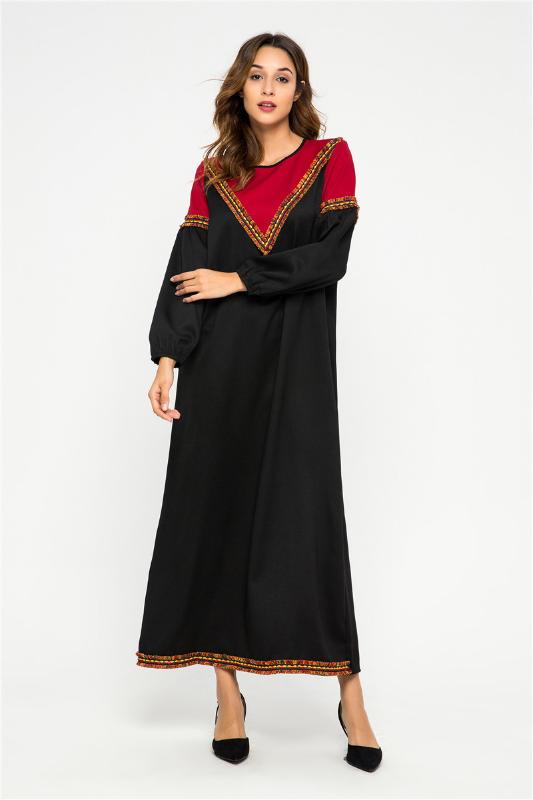 Modest Fashion Oman Turkish Muslim Women Clothes Faldas For Lovers Long Sleeve Stitching Dress Arabian, Red
Modest Fashion Oman Turkish Muslim Women Clothes Faldas For Lovers Long Sleeve Stitching Dress Arabian, Red