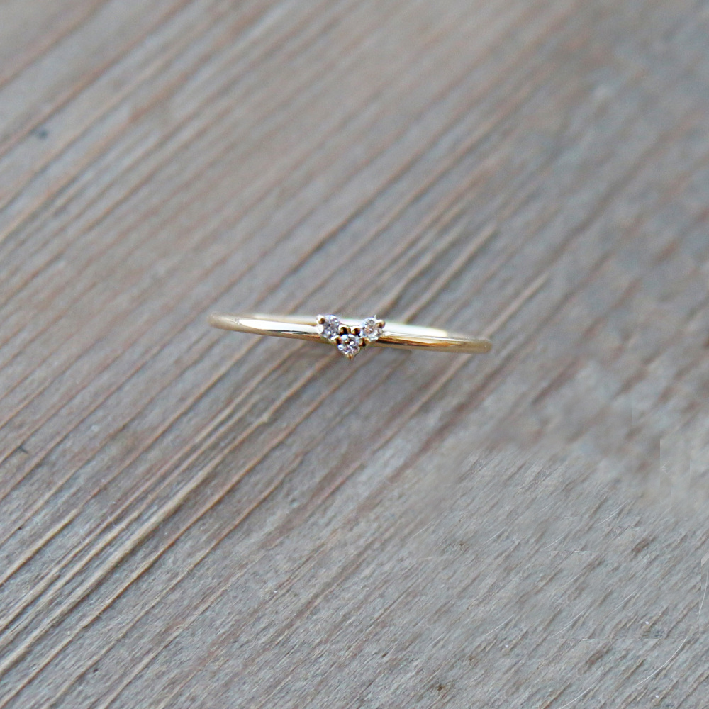 Tisonliz Simple Heart Crystal Rings For Women Female Chic Dainty Thin Rings Party Delicate Gold Wedding Jewelry bijoux