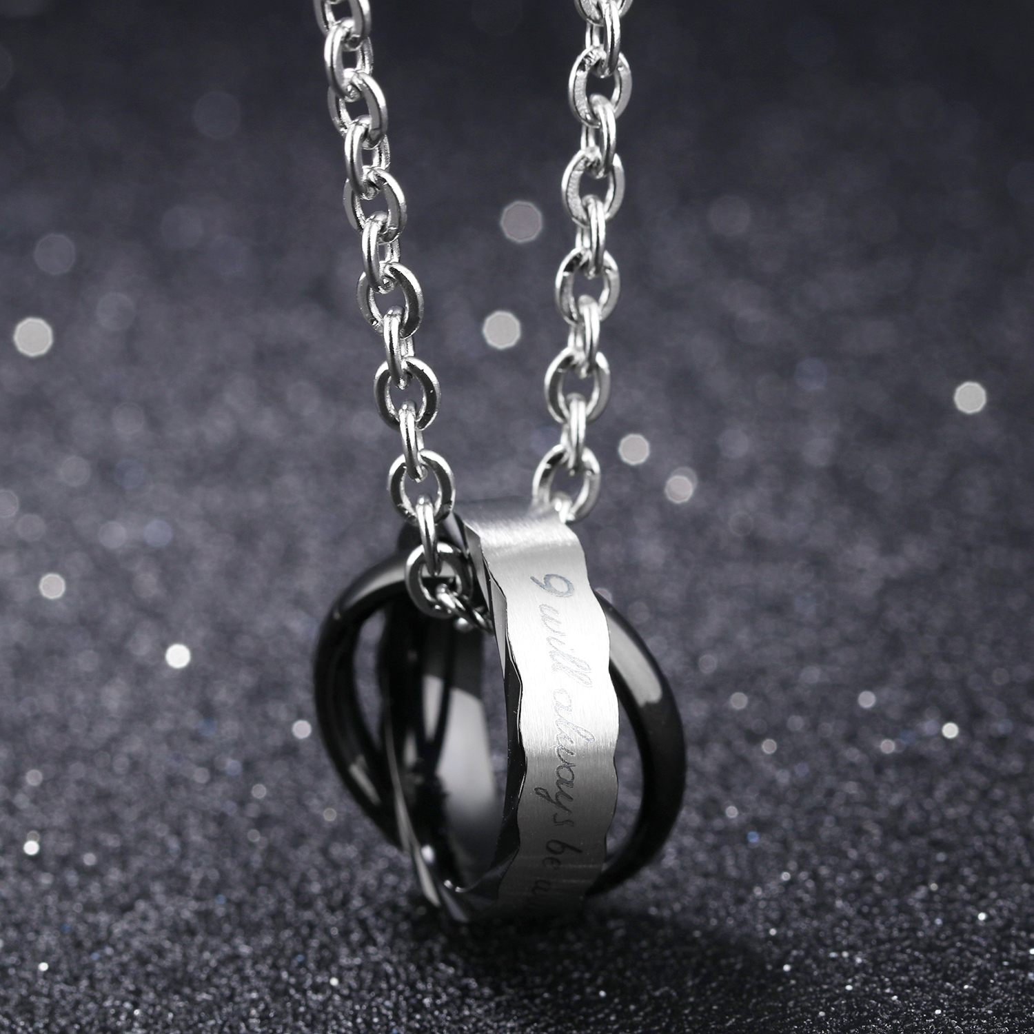 Classic Couple Pendant Necklace Stainless Steel 14k Gold Plated Titanium Steel Lover Jewelry