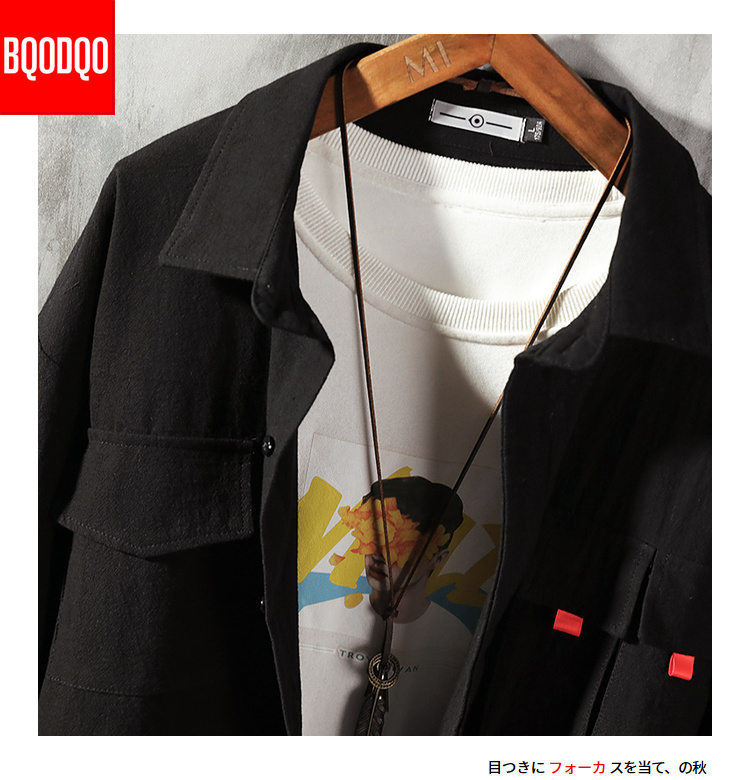 BQODQO Army Green Fashion Streetwear Blouse Men White Double Pocket Oversized Casual Shirt Male Autumn Long Sleeve Cotton Shirts