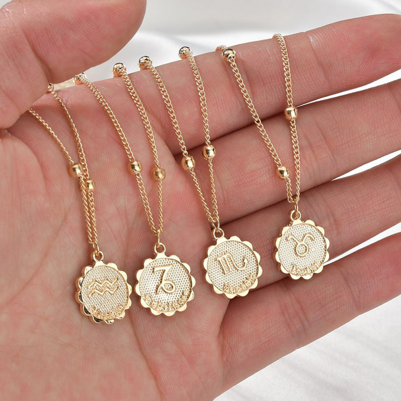 Hot Selling 12 Constellation Necklace Classic 18k Gold Zodiac Sign Round Pendant Bead Chain Necklace Jewelry
Hot Selling 12 Constellation Necklace Classic 18k Gold Zodiac Sign Round Pendant Bead Chain Necklace Jewelry