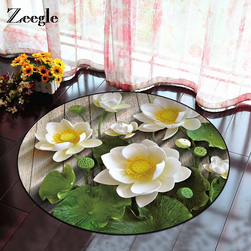 Zeegle Living Room Floor Mat Round Carpets Shower Room Bath Mat Non-slip Floor Mats Baby Mats Flannel Kids Rug, Horse
