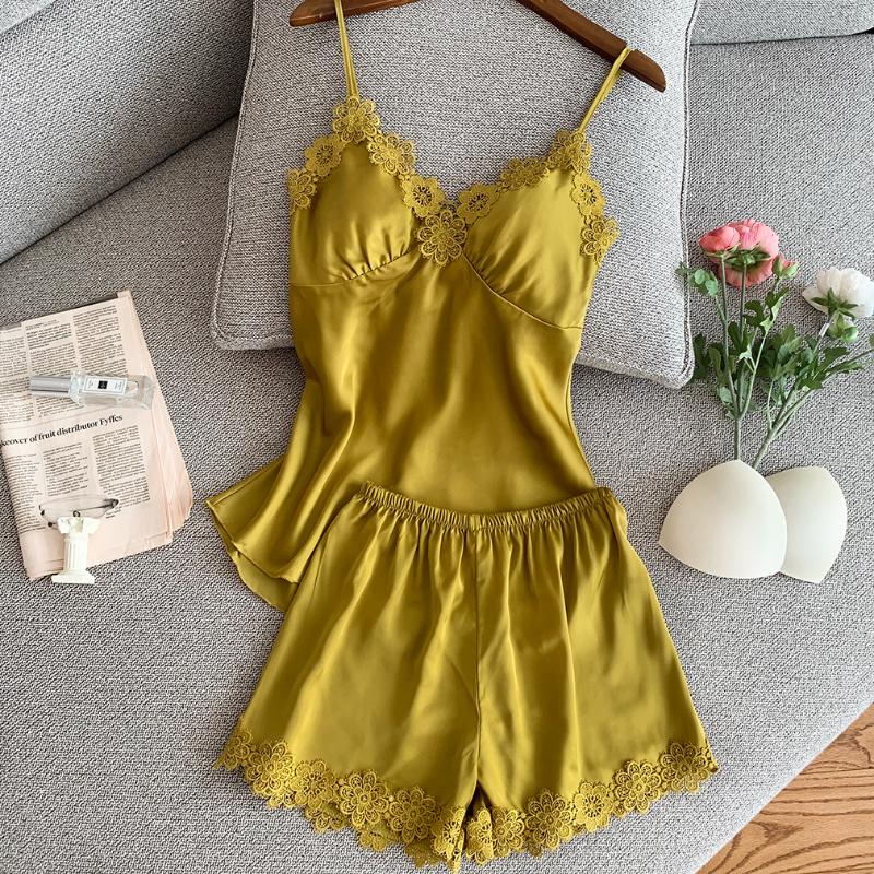 Sexy Strap Top&Shorts Lady 2PCS Pajamas Suit Satin Intimate Lingerie Nightwear Lace Pyjamas Kimono Bathrobe Gown Silky Sleepwear
Sexy Strap Top&Shorts Lady 2PCS Pajamas Suit Satin Intimate Lingerie Nightwear Lace Pyjamas Kimono Bathrobe Gown Silky Sleepwear
