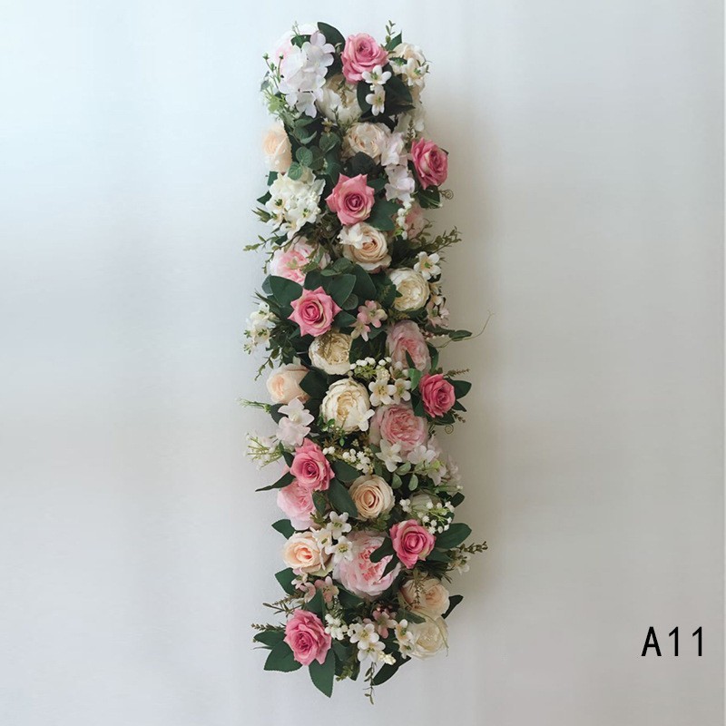 Artificial Arch Flower Row 100cm Length DIY Silk Peonies Roses Simulation Flowers Rows Wedding Centerpiece Decorative Backdrop