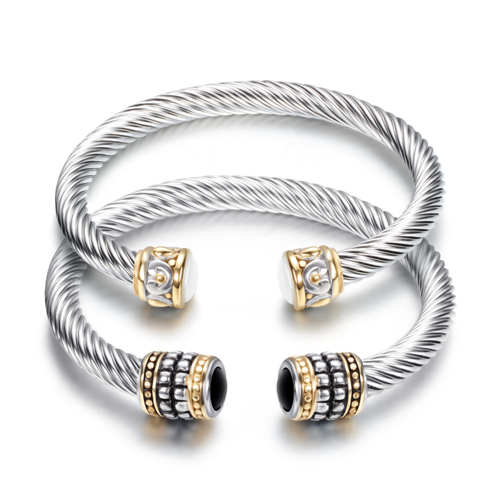 Charm bracelet and bangles for women Retro titanium steel twisted wire gold bicolor bracelet stainless steel cable bracelet inlaid
Charm bracelet and bangles for women Retro titanium steel twisted wire gold bicolor bracelet stainless steel cable bracelet inlaid