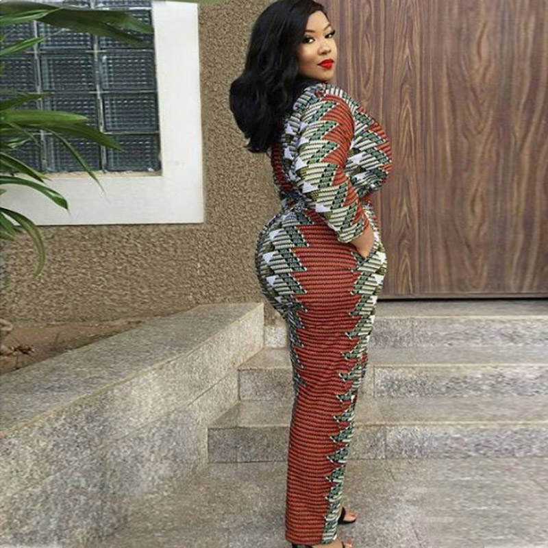 sexy robe africaine 2020 new african dresses for women shoulder off dashiki print fashion v neck jumpsuit plus ladies clothes