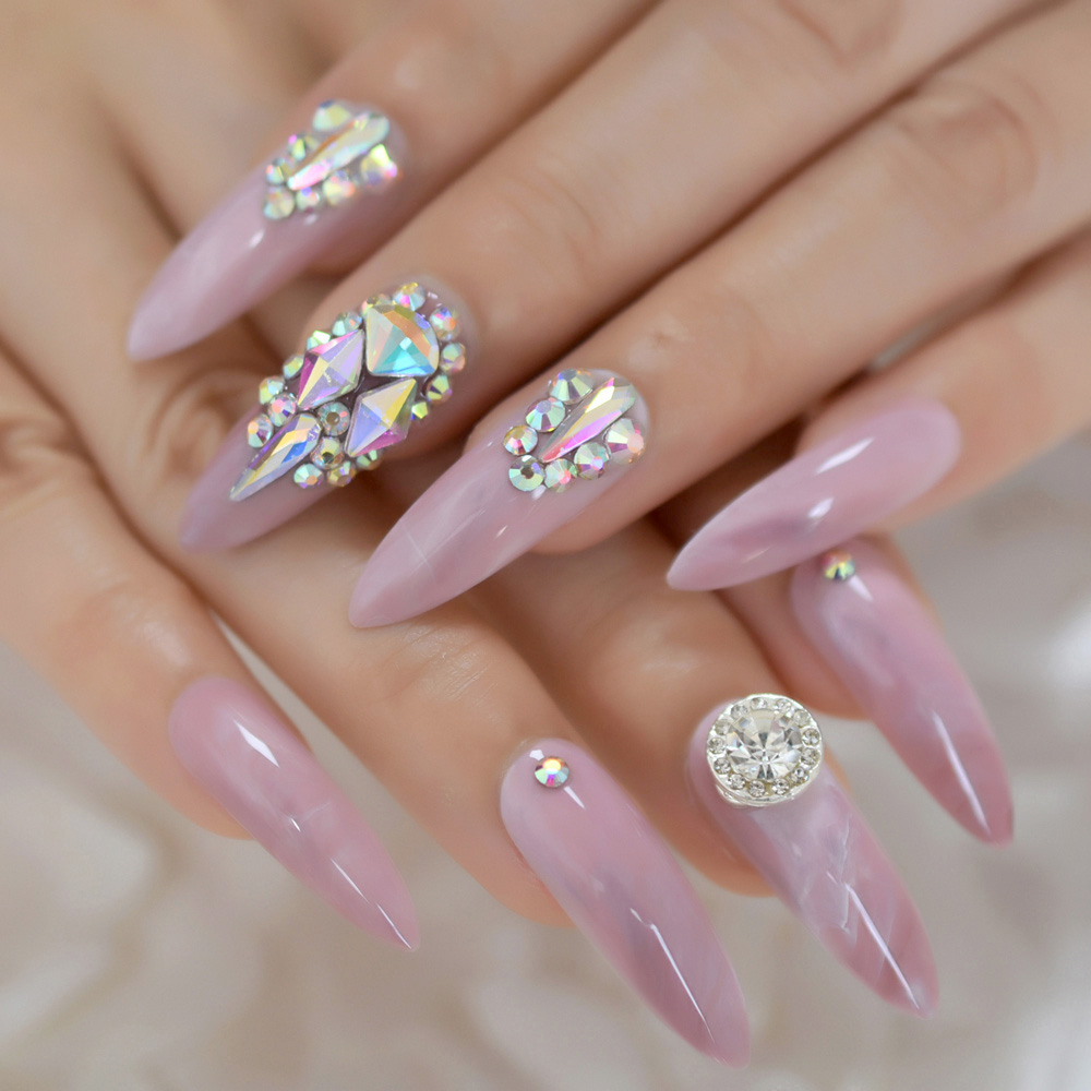 3D Luxery Colorful Gems Extra Long Stiletto False Nails Tips Pointed Sharp Stilettos Fake Nail Marble Pink UV Gel Press on Nails, Ivory
3D Luxery Colorful Gems Extra Long Stiletto False Nails Tips Pointed Sharp Stilettos Fake Nail Marble Pink UV Gel Press on Nails, Ivory