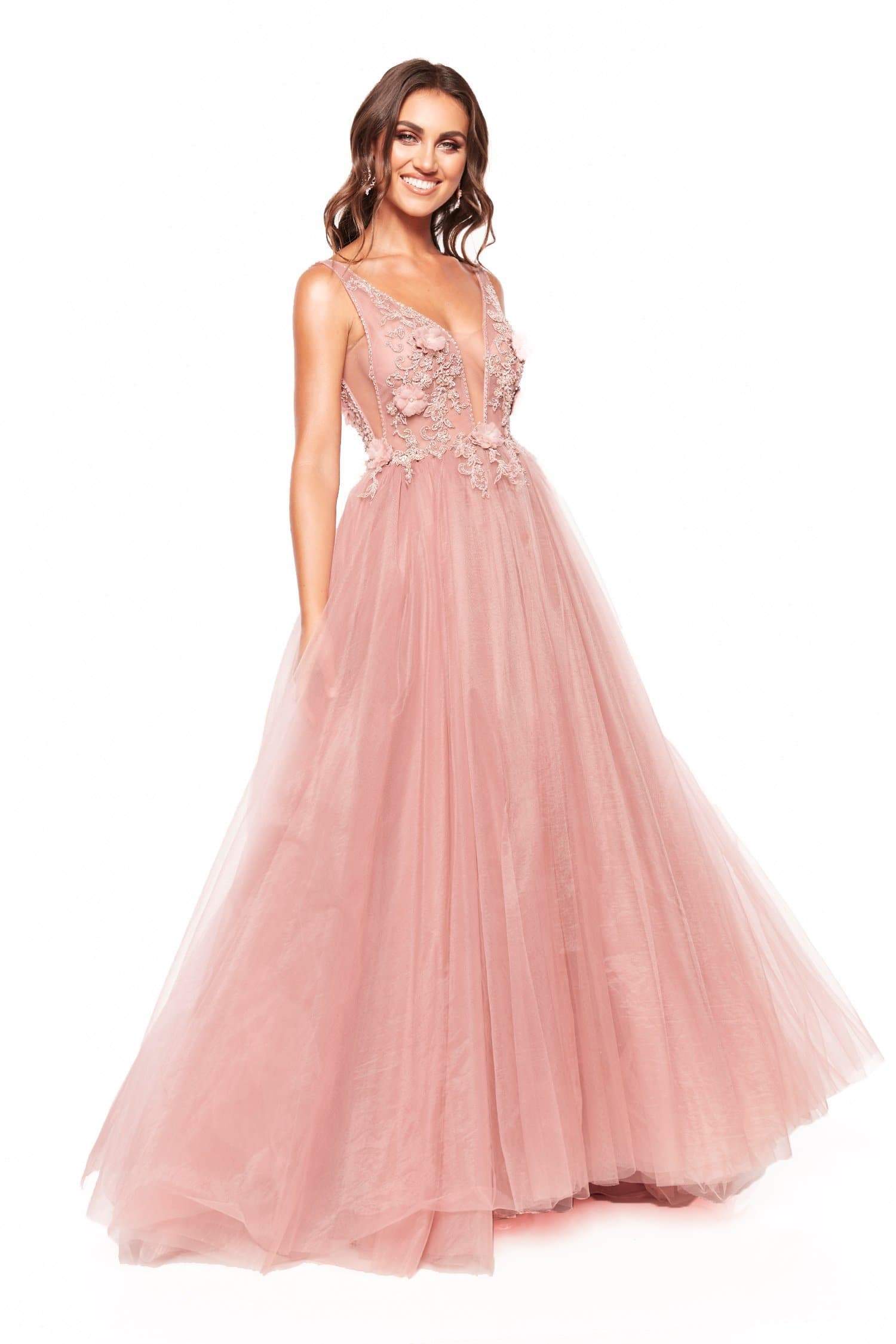 pink evening dresses v neck lace appliqued beaded sleeveless prom gown backless sweep train custom made lumbar formal party gown