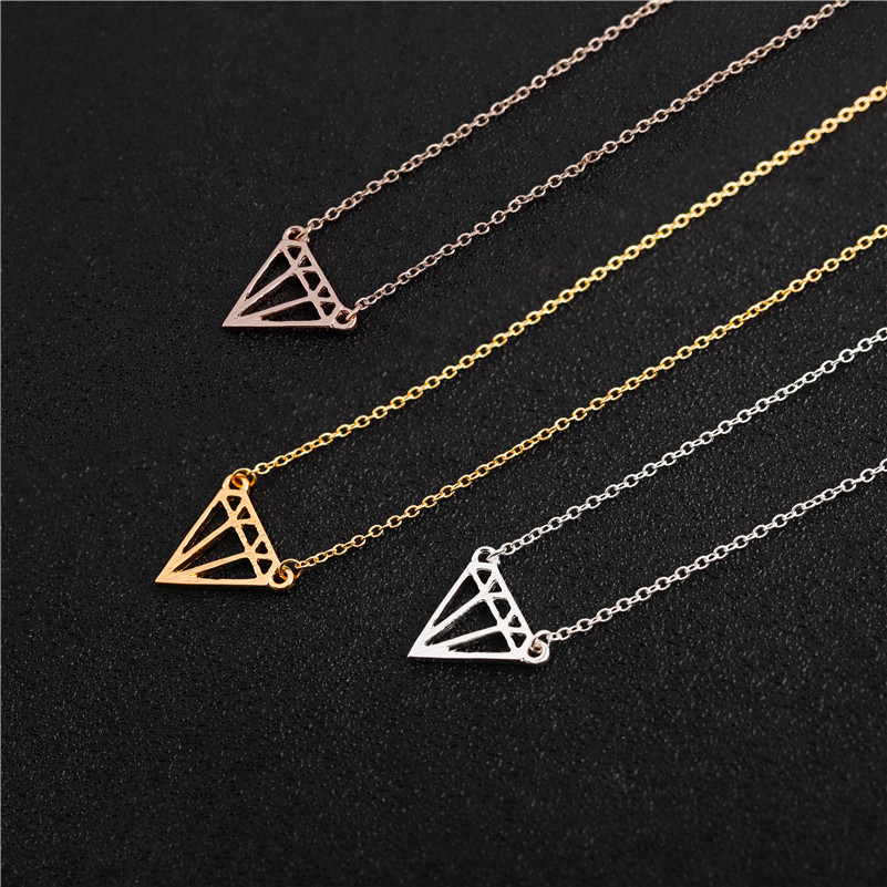 30PCS Cut Open Subulate Triangles Diamond Shape Necklace Minimalist Simple Flat Line Geometric Polygon Hexagon Layering Rhombus Cone Necklaces