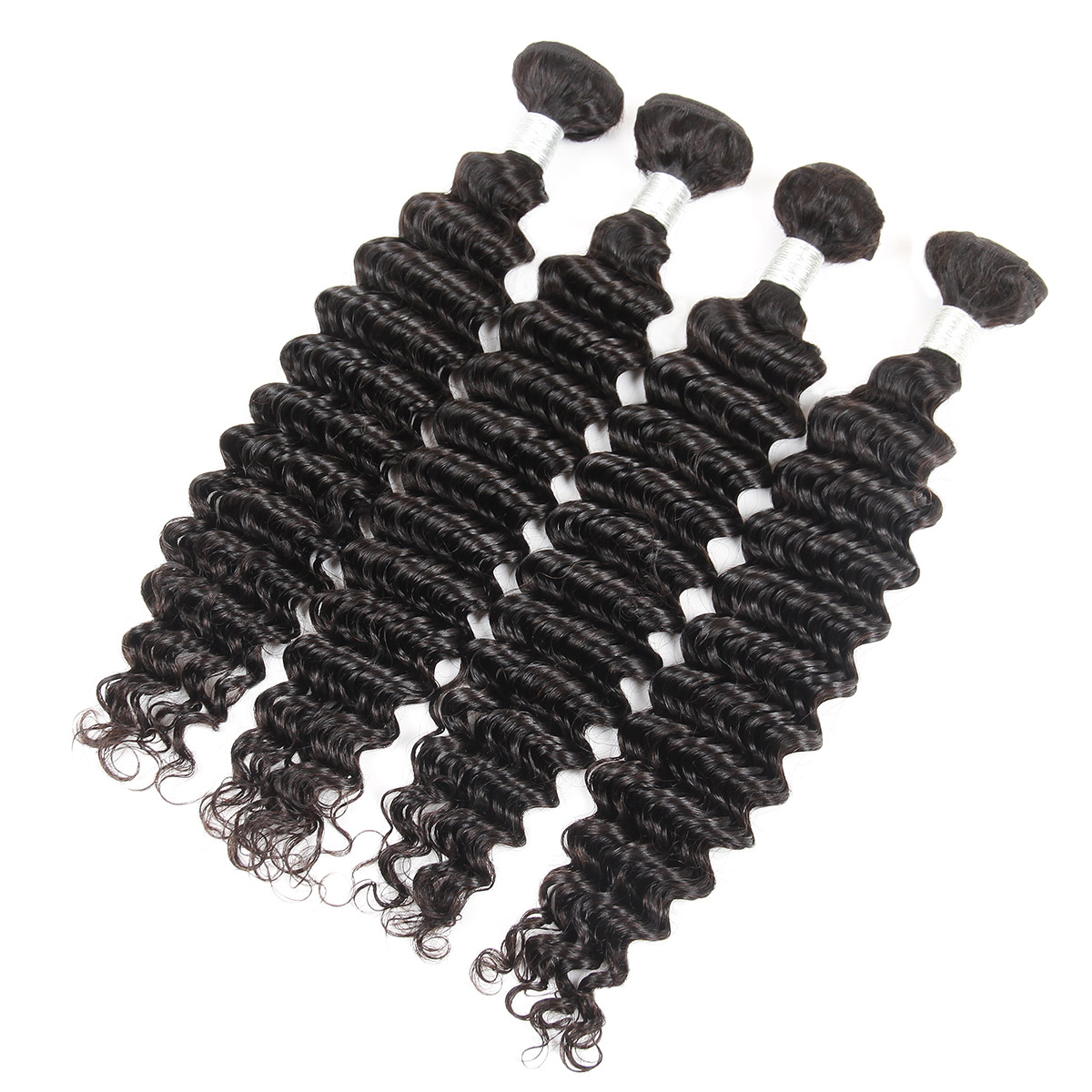 Ishow 12A Deep Wave Raw Human Hair Extensions Weft 3/4 Bundles Kinky Curly Body Brazilian Peruvian Malaysian Indian Hair Weave for Women All Ages Natu