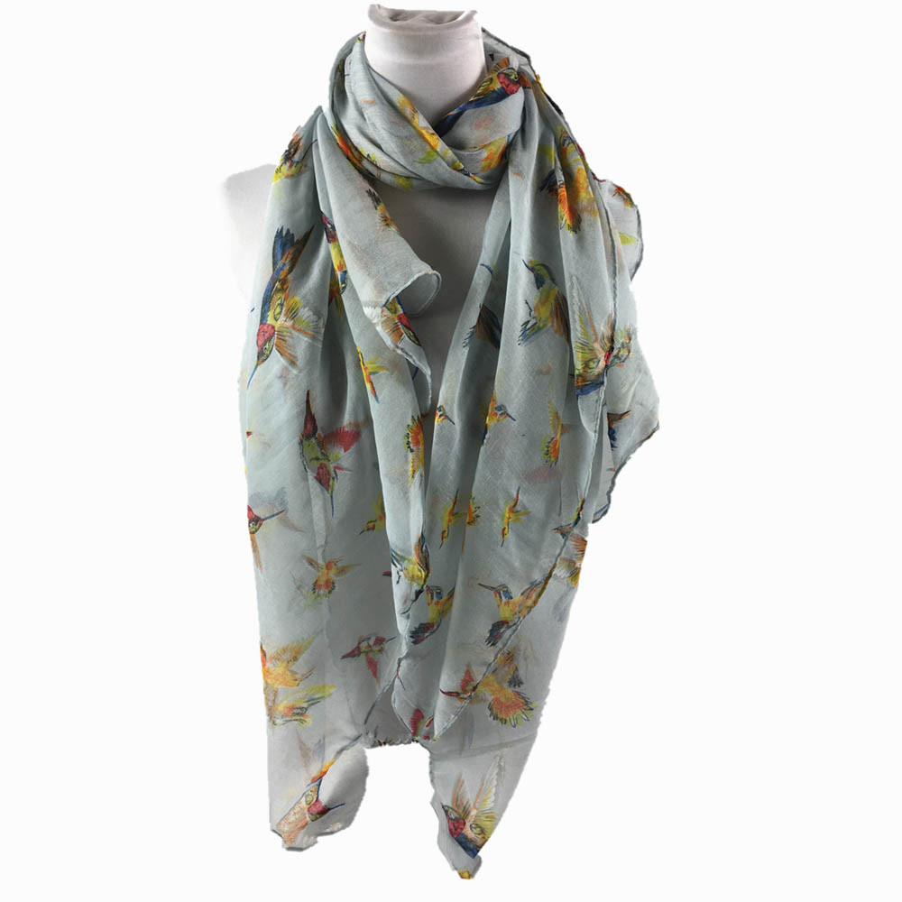 Women Printing Long Soft Paris Yarn Scarf Wrap Shawl Stole Scarves Paris yarn Lark birds print Wai sjaal vrouwen