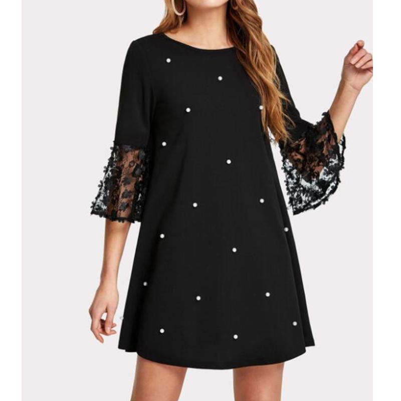 Lugentolo Mini Dress Women Plus Size Summer Loose Lace Stitching Three Quarter Sleeves Chiffon Round Neck Casual Fashion Dresses, Black
Lugentolo Mini Dress Women Plus Size Summer Loose Lace Stitching Three Quarter Sleeves Chiffon Round Neck Casual Fashion Dresses, Black