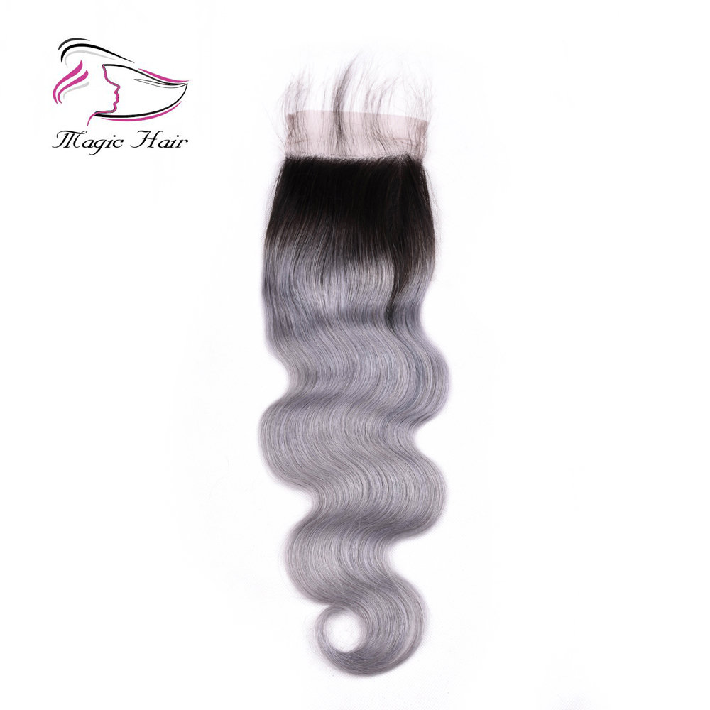 Evermagic Body Wave Ombre Color T1B/Grey T1B/Gray T1B/Sliver 3pieces Bundles With 1piece Closure 10-20inches human hair extension
