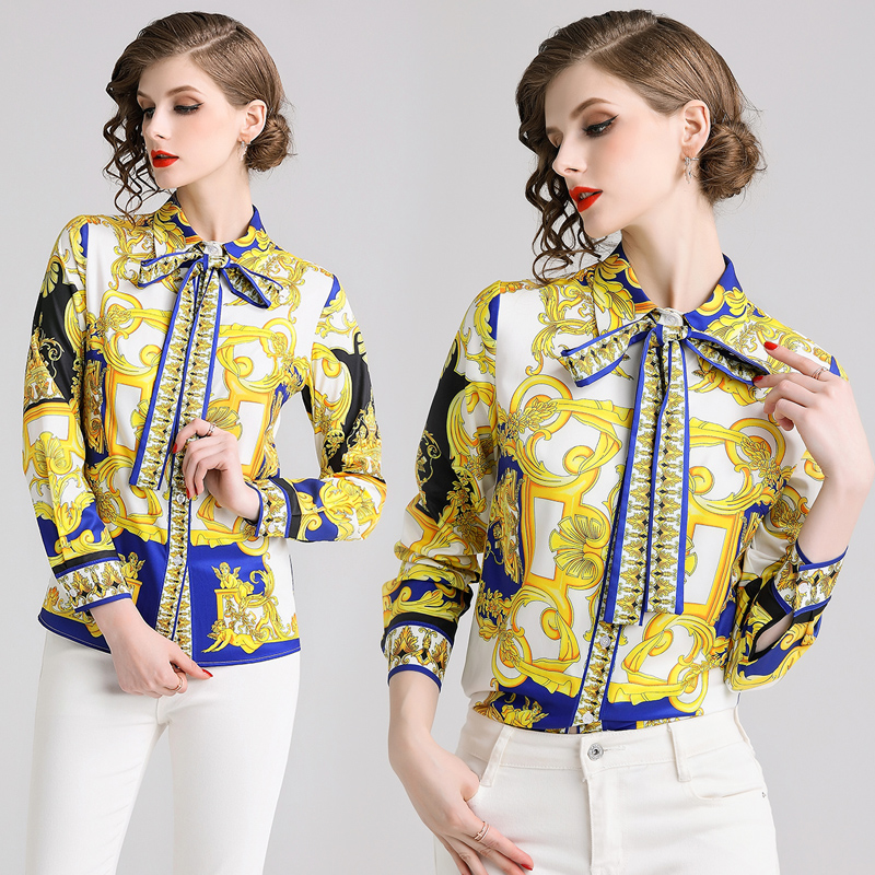 Luxury Baroque Print Runway Shirts 2021 Women's Vintage Button Shirt Long Sleeve Casual Office Ladies Designer Bow Tie Neck Blouses Sli, White
Luxury Baroque Print Runway Shirts 2021 Women's Vintage Button Shirt Long Sleeve Casual Office Ladies Designer Bow Tie Neck Blouses Sli, White