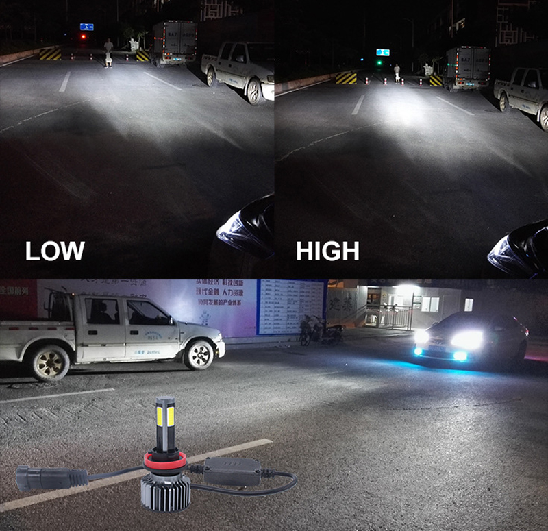 Super Bright Car LED Headlights - Compatible with Multiple Models: H1/H3/H4/9004/9005/9006/9007/H7/H11/H13