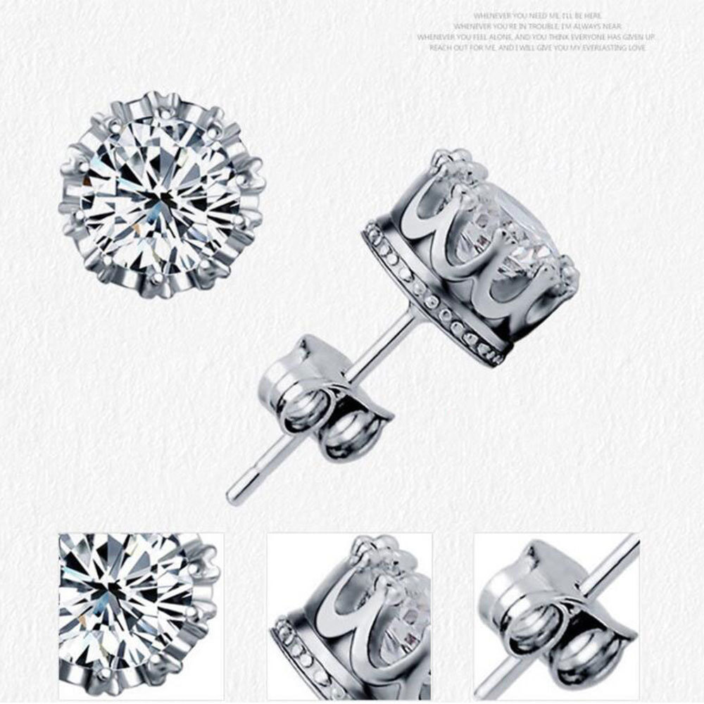 925 Sterling Sliver Crown 8MM Cubic Zircon Stud Earrings For Women Men earrings boucle d'oreille S-E17, Golden;silver
925 Sterling Sliver Crown 8MM Cubic Zircon Stud Earrings For Women Men earrings boucle d'oreille S-E17, Golden;silver