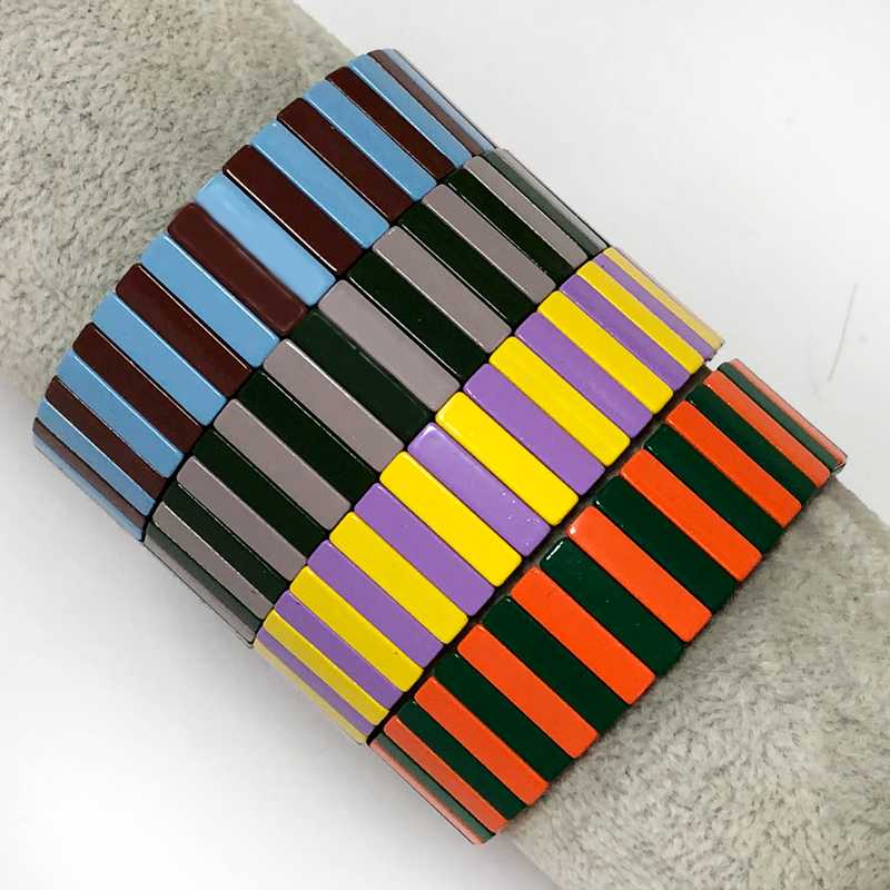 Hot Bohemian Beach Tile Bracelet Colorful Square Custom Men's Braided Tile Bracelet Elastic Beaded Lady Rainbow Jewelry
Hot Bohemian Beach Tile Bracelet Colorful Square Custom Men's Braided Tile Bracelet Elastic Beaded Lady Rainbow Jewelry