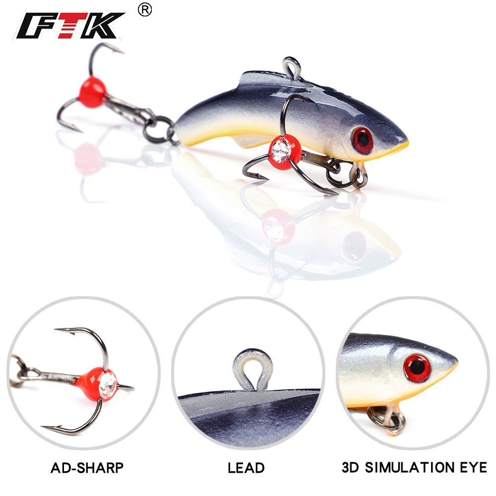 FTK Ice Fishing Lure 15g 20g 30g 5colors Winter Bait Hard Lure Carp Fishing hooks Balancer for Fishing Baits Lead Jigging T191016