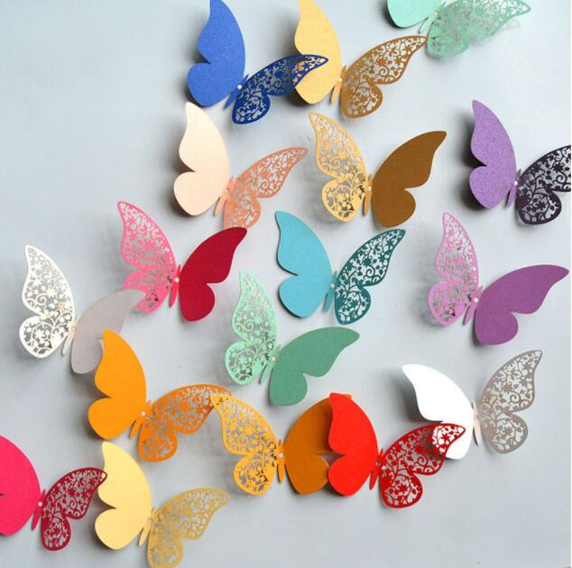 3D stereoscopic pearlite paper butterfly 3D butterfly wall decorative sticker 12pcs/set 3D Butterfly Decoration Wall Stickers