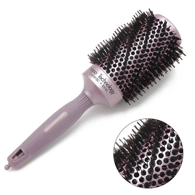Twill Nylon Broach Aluminium Tube Comb Ceramic Bristle Porcelain Hairbrush Antiskip Handle with Sunarea Needle Hairdresser U1026