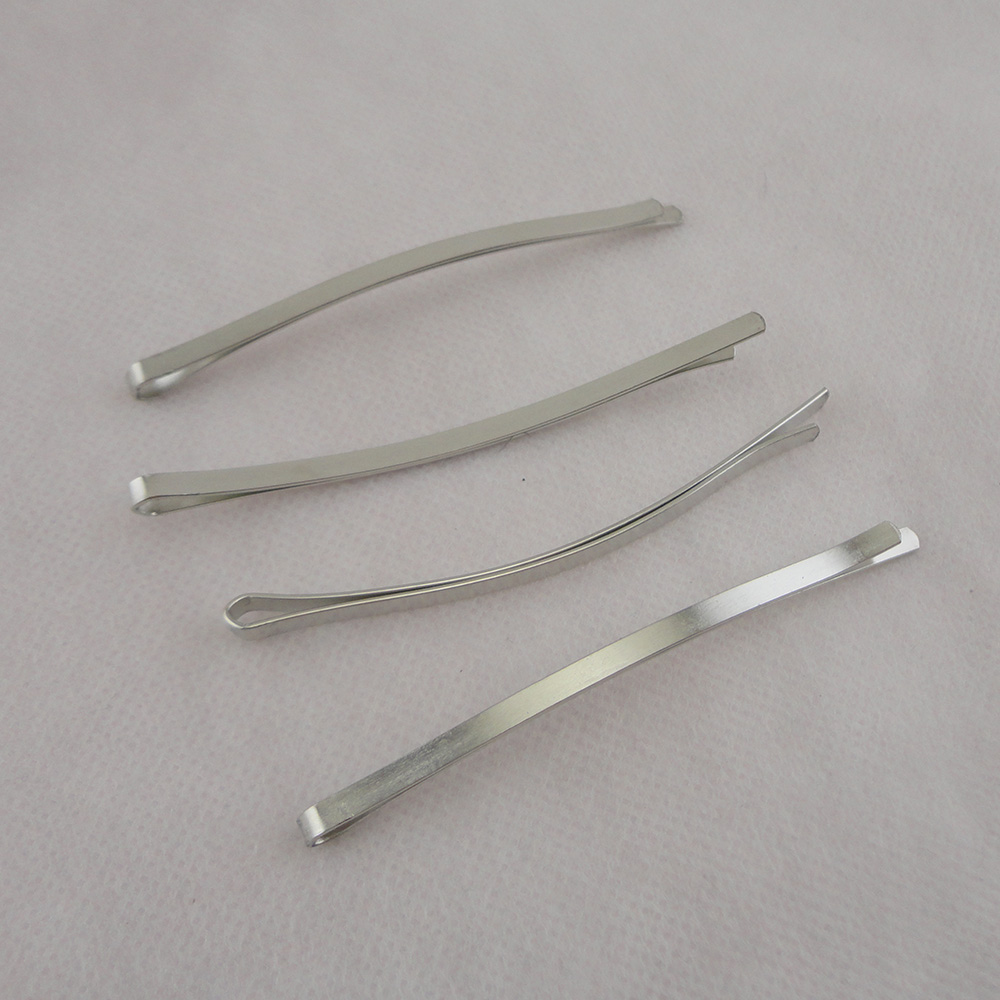 20PCS Silver 4mm*8.5cm 3.35" Plain Arched flat Metal Bobby Pins Hair slides for women nickle free lead Metal hair barrettes pins slide clips