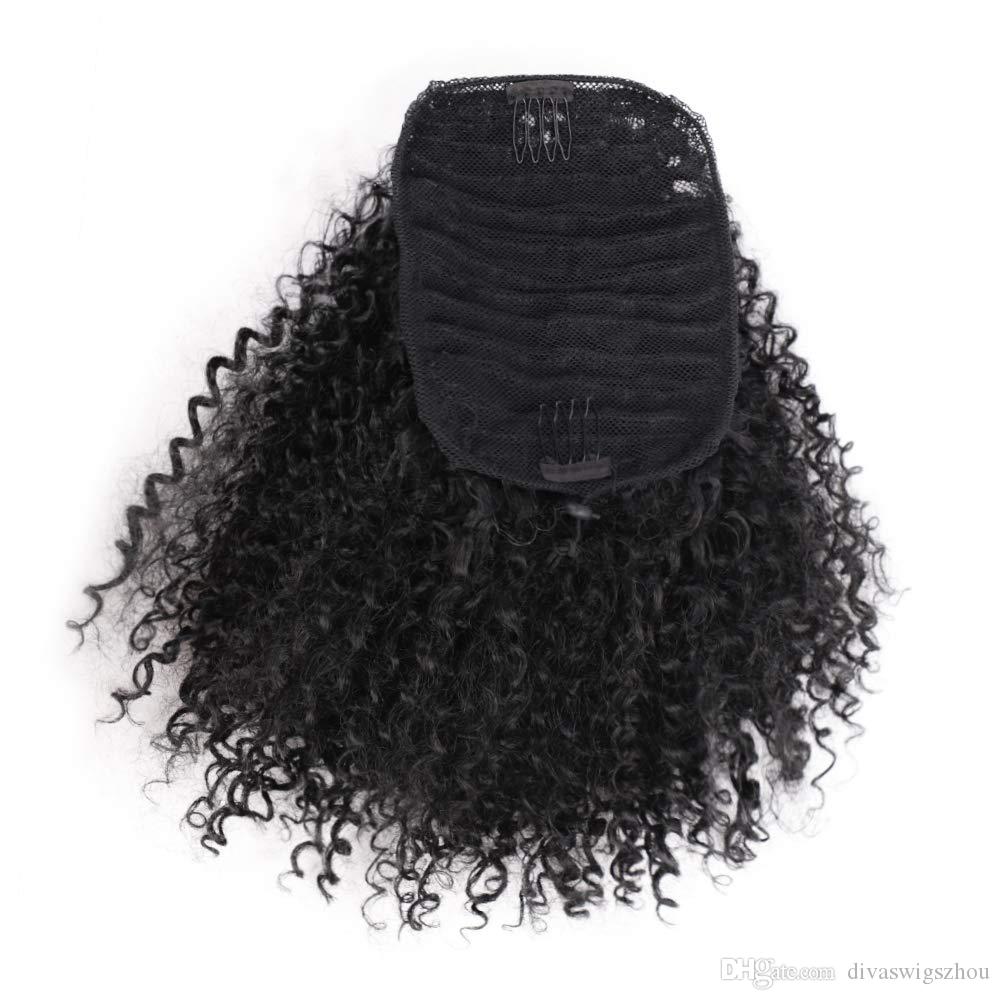 Weave braid curly Drawstring ponytail brown black African Braided weave ponytail hair extension 120g 100 Human hair ponytail