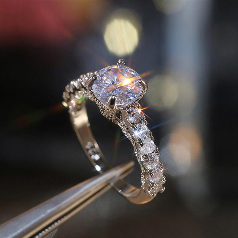 Choucong Brand New Unique Vintage Fashion Jewelry 925 Sterling Silver Round Cut White Topaz CZ Diamond Gemstones Women Wedding Band Ring