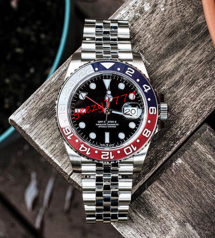 2 styles master luxury mens watches pepsi GMT 126710 126710BLRO 116710LN red&blue ceramic bezel black dial mechanical automatic SS 316L case, Nice watch box
2 styles master luxury mens watches pepsi GMT 126710 126710BLRO 116710LN red&blue ceramic bezel black dial mechanical automatic SS 316L case, Nice watch box