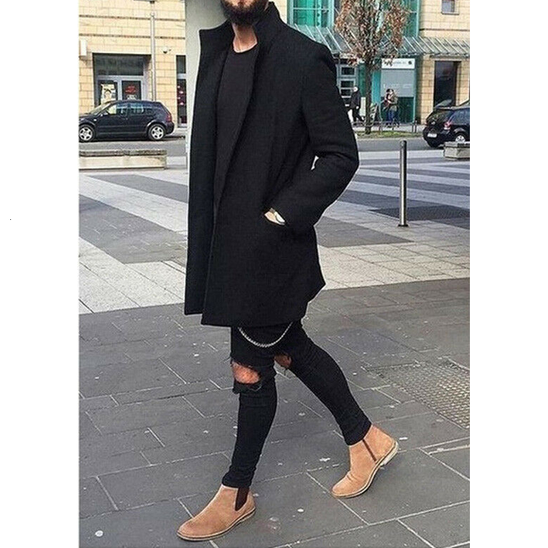 M-XXXL Autumn Winter Men Casual Coat Thicken Woolen Trench Coat Business Male Solid Classic Overcoat Medium Long Jackets Tops CJ191213